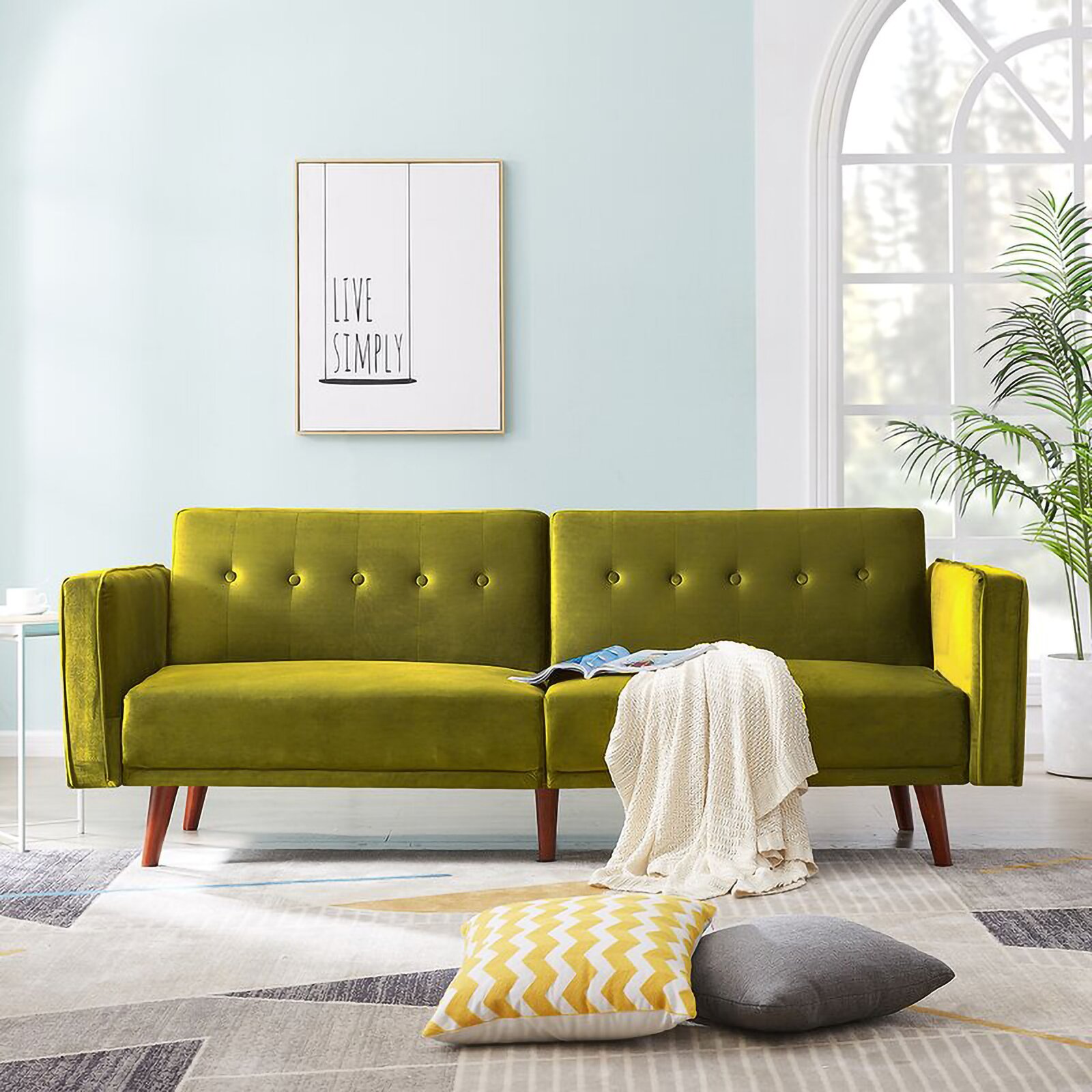 Corrigan Studio Cardero Twin 85'' Wide Velvet Cushion Back Convertible Sofa & Reviews